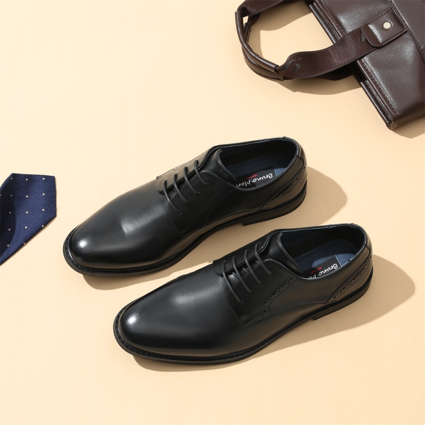 Men's Pain-Toe PU Leather Oxford Shoes - BLACK - 8